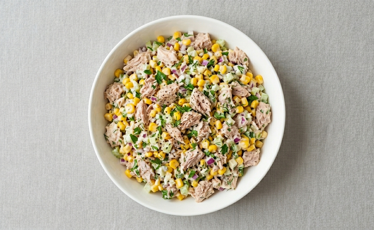 Салат с тунцом и кукурузой